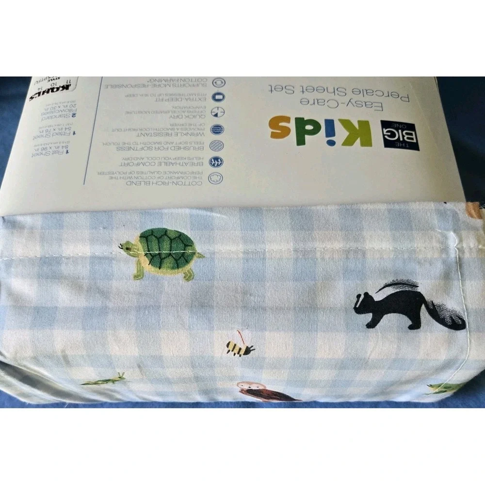 The Big One Kids Easy-care Percale Med Blue Full Sheet Set New Animal Theme‎ 275